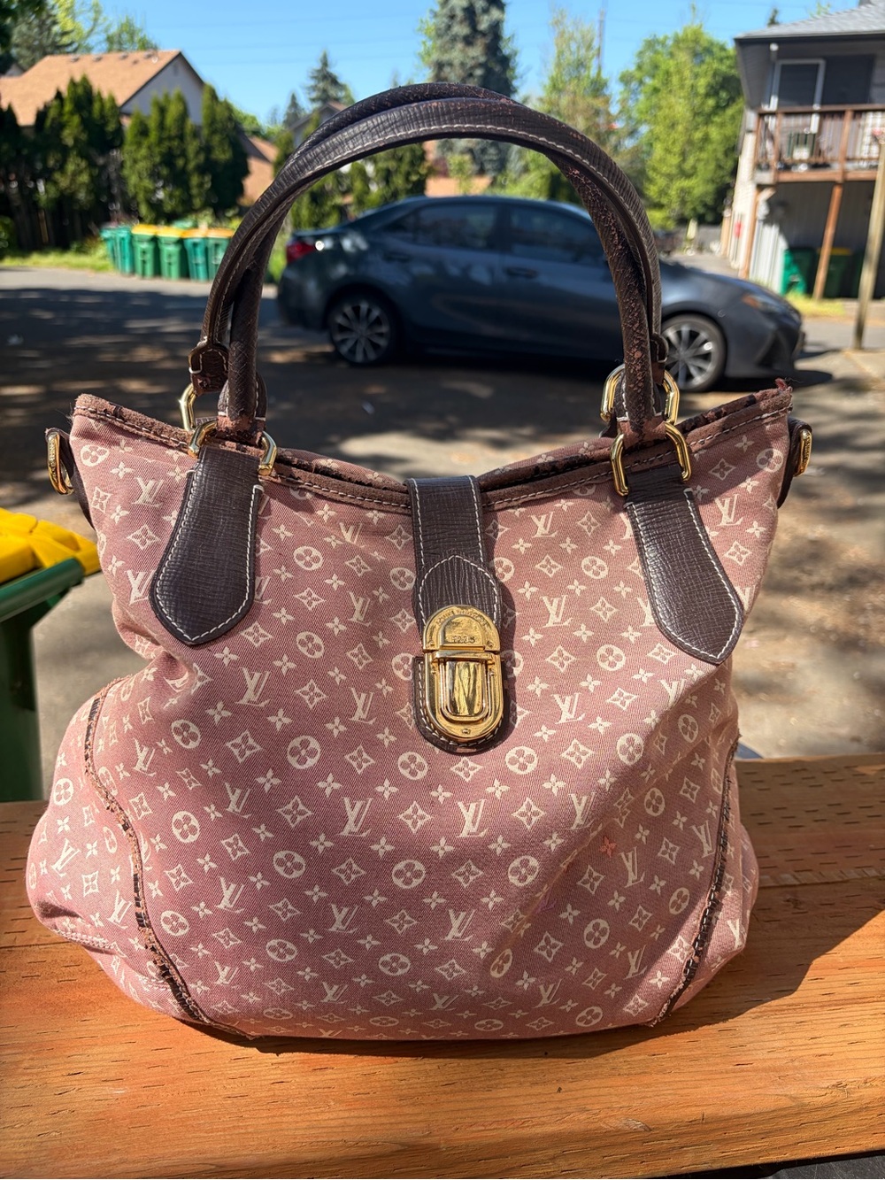 -RARE-Louis Vuitton Pink Monogram Tote with Dark Brown Trim
